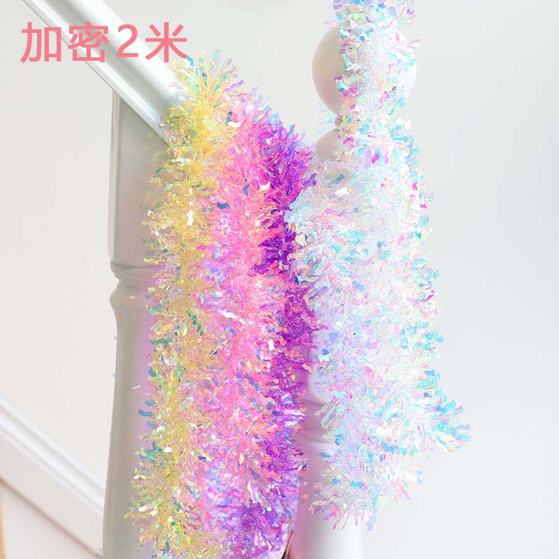 彩虹膜圣诞节弯刀彩条毛条喜庆猫耳朵装饰美甲极光纸波浪彩条雨丝产品图