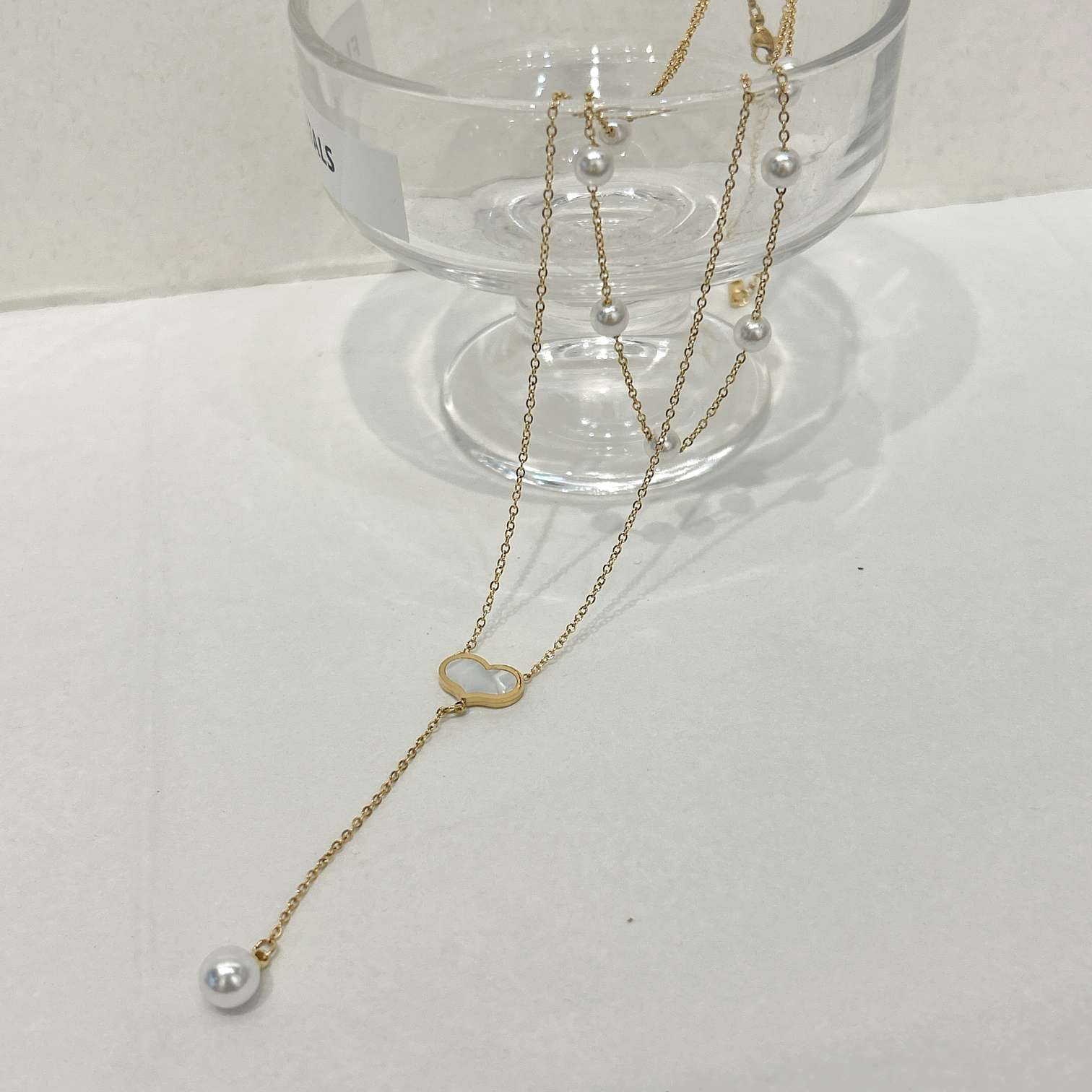 Heart necklace, pearl necklace, pearl necklace, women's short style Mengfeini 003 details Picture