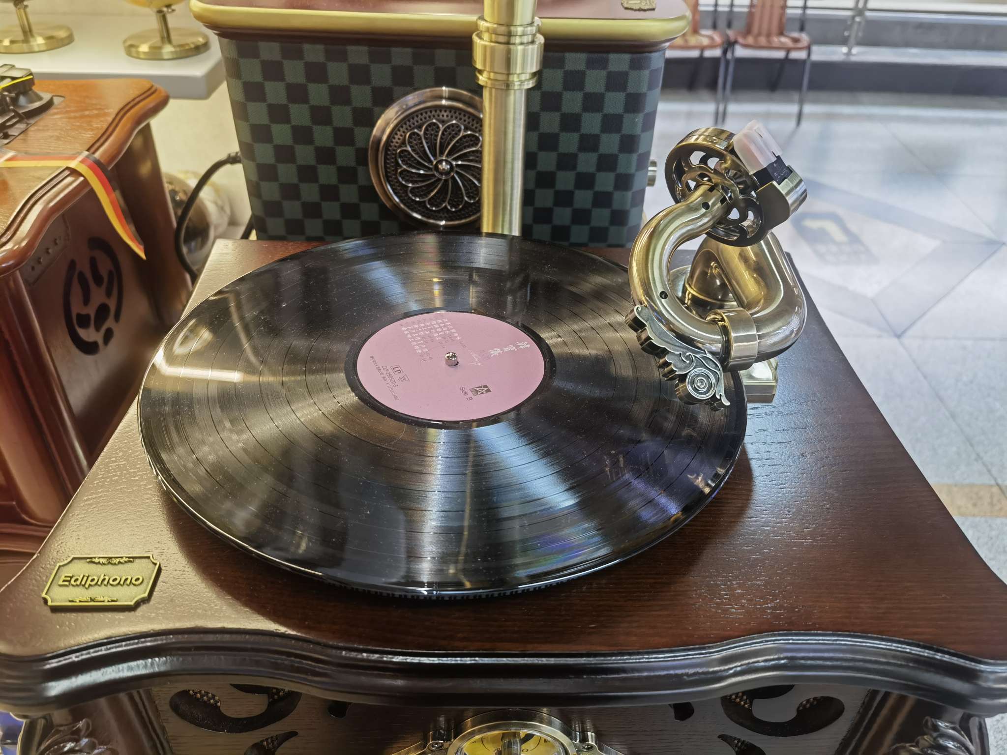 X10 Ming-style gramophone, American X1 gramophone, retro gramophone, light luxury style, high-end gift, radio, Bluetooth speaker, CD, vinyl record, grand copper speaker Specification image