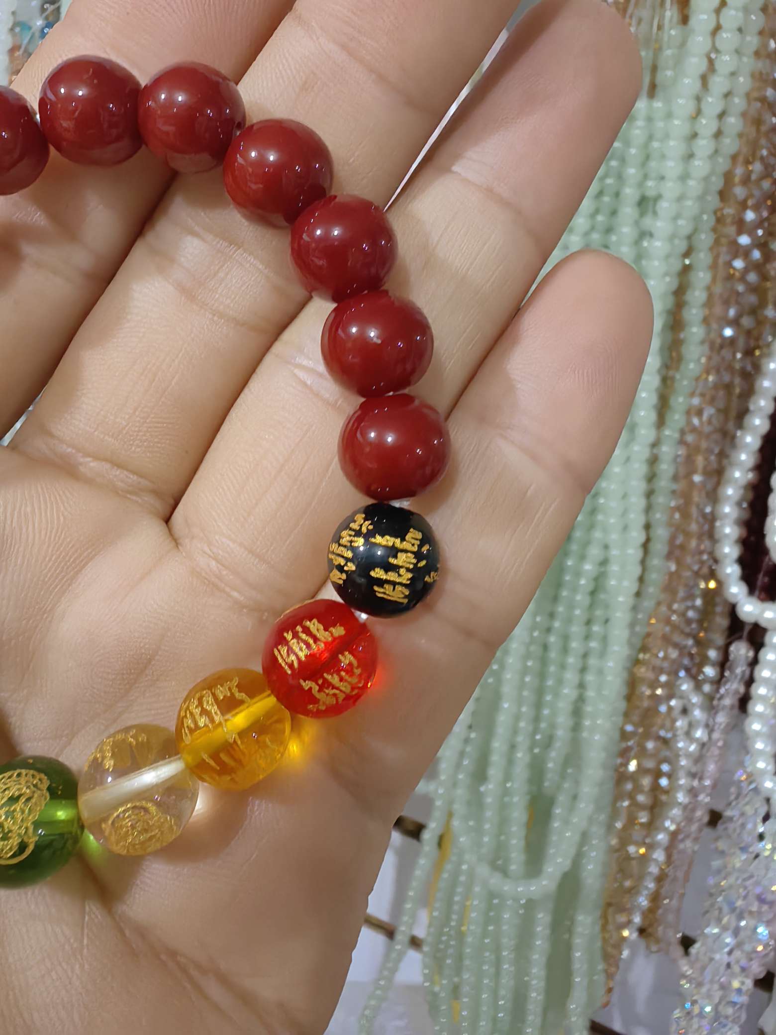 义乌饰品批发五路财神手串朱砂手串批发可零售流行饰品手串详情图2