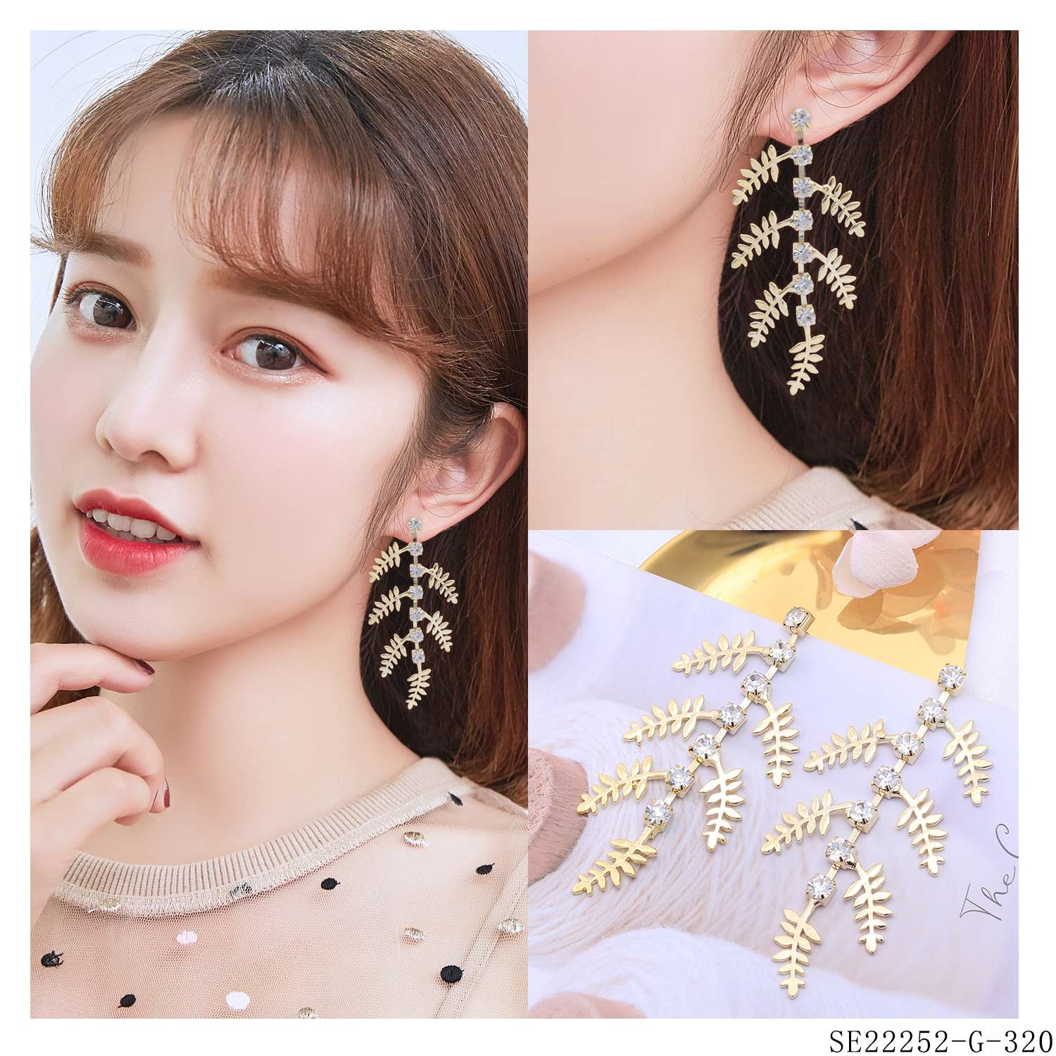 Europa y Estados Unidos estilo de oro moda pendientes orejas details Picture