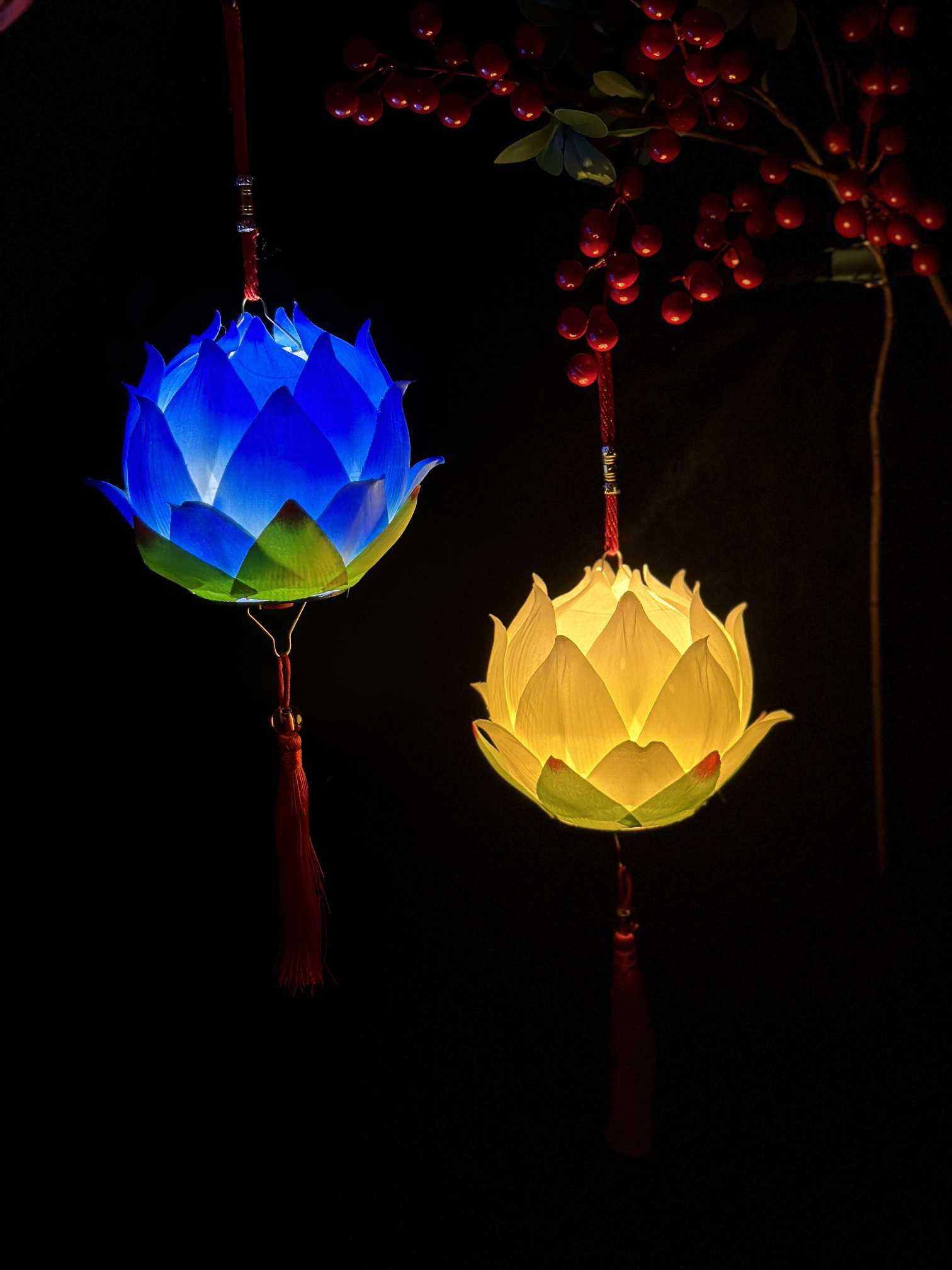 莲花灯绸布花灯音乐中秋国庆元宵手提古典儿童灯笼详情图5