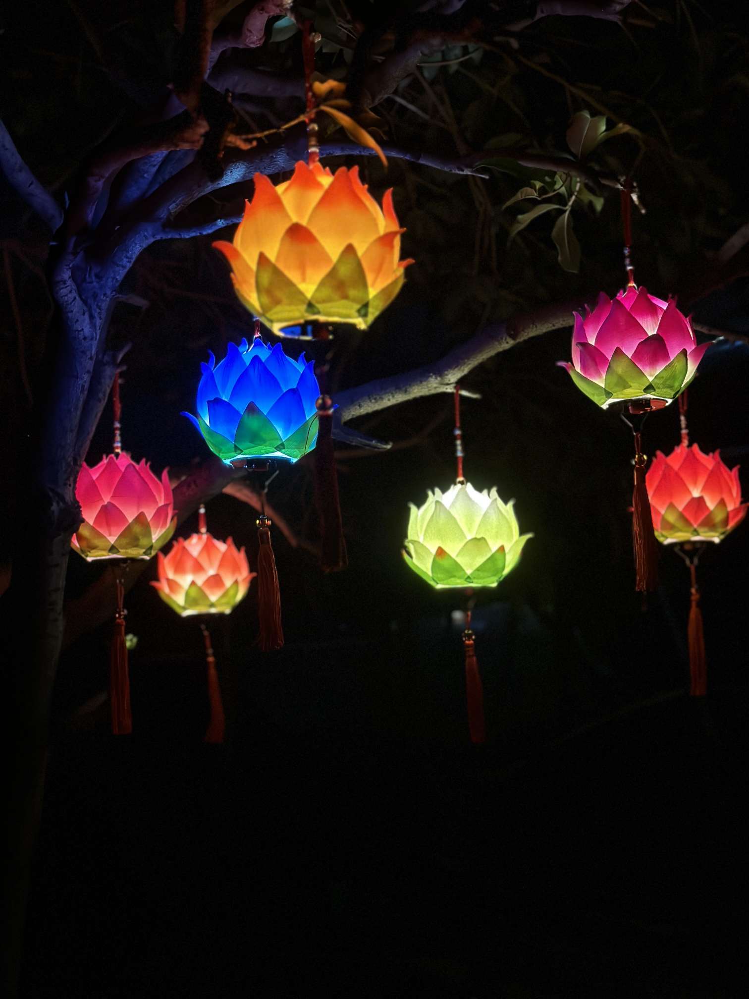 莲花灯绸布花灯音乐中秋国庆元宵手提古典儿童灯笼详情图4