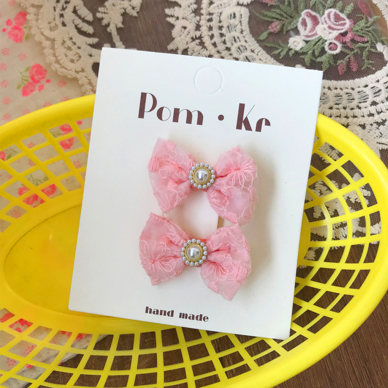 New bow fabric hair clips, children's fashionable and versatile fabric embroidered hair clips, hair bands, small rubber bands, hair ties and hair accessories Item Picture