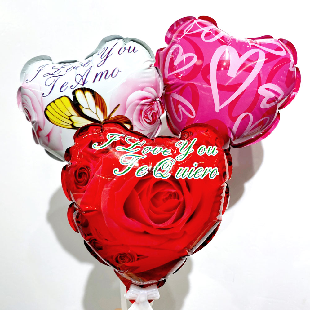 创意玩具自动充气球18cm光板情人球情人节气球带杆气球玩具