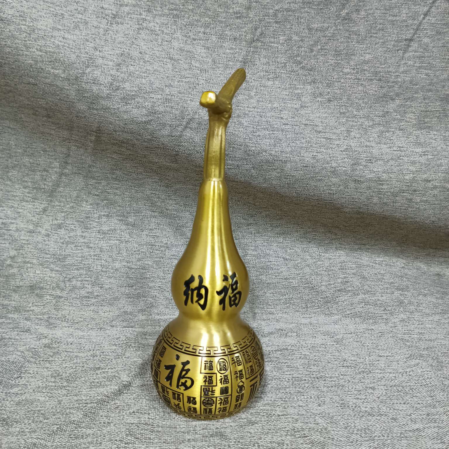 铜葫芦摆件龙头葫芦招财纳福八宝对联葫芦19公分家居铜艺白底实物图