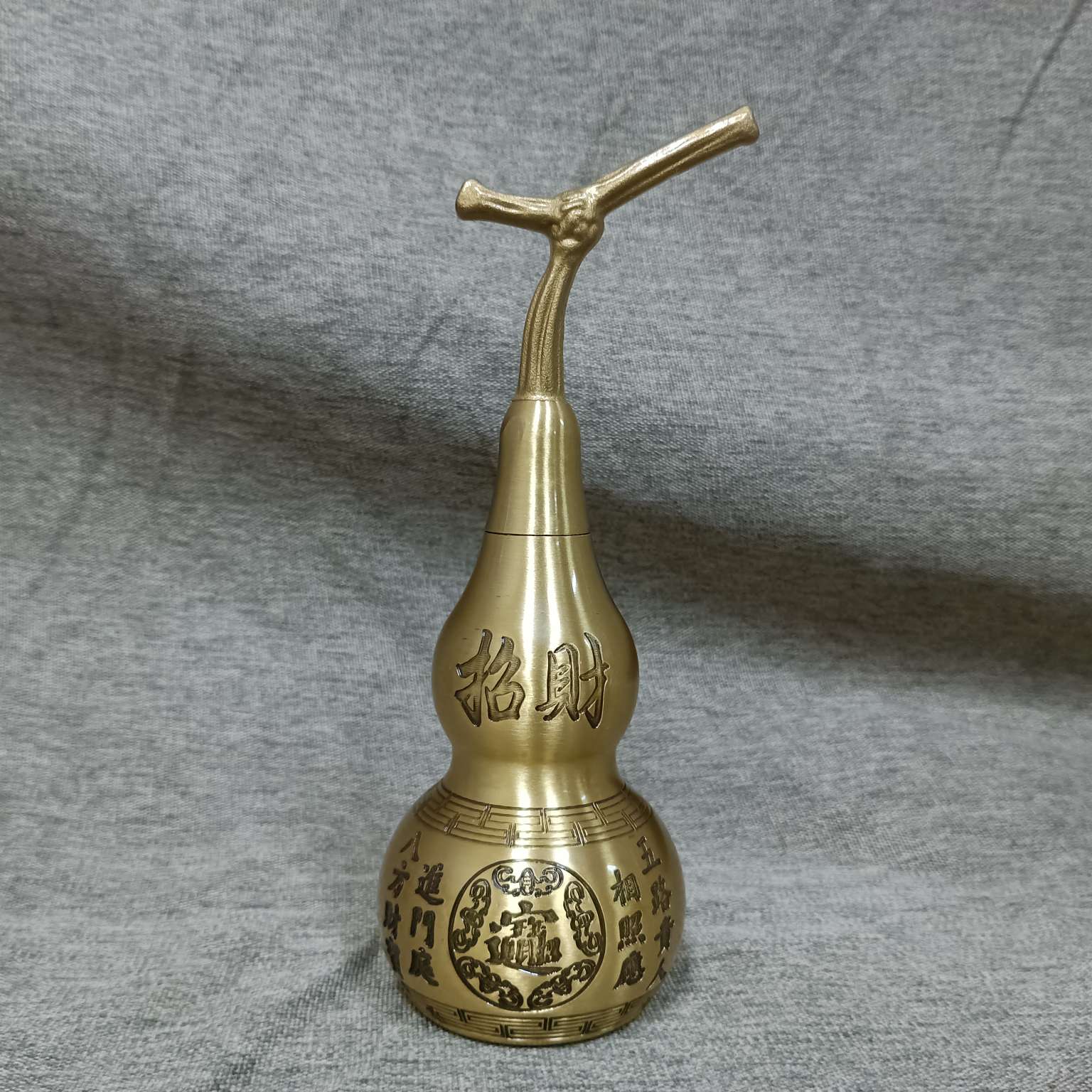 铜葫芦摆件龙头葫芦招财纳福八宝对联葫芦19公分家居铜艺