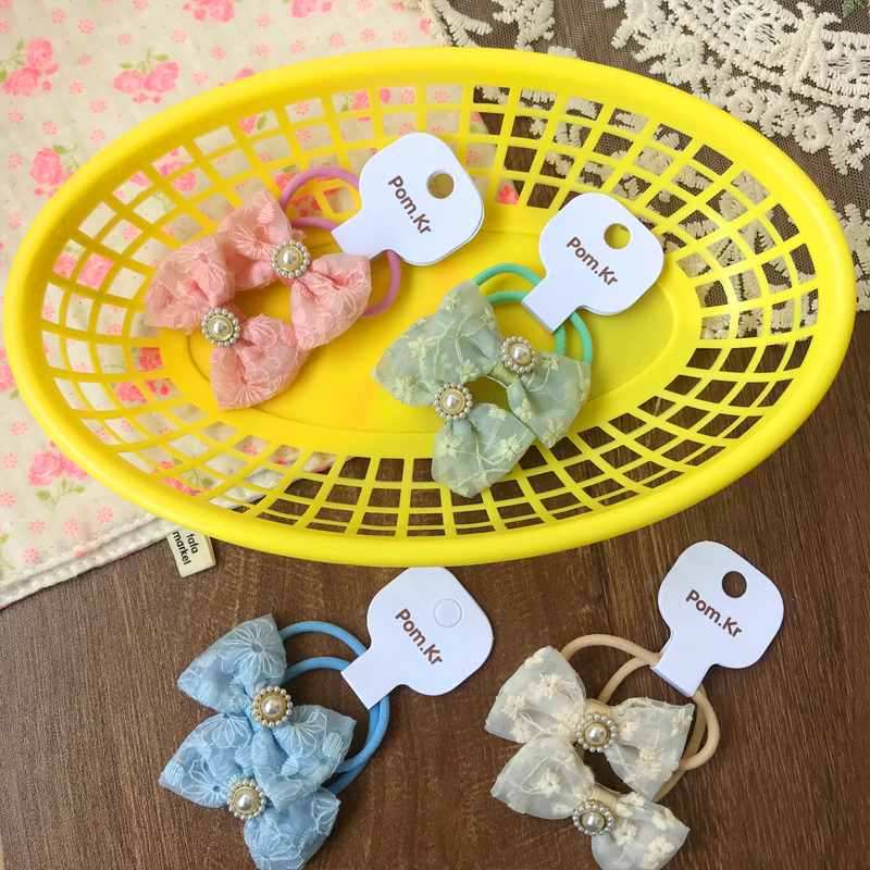 New bow fabric hair clips, children's fashionable and versatile fabric embroidered hair clips, hair bands, small rubber bands, hair ties and hair accessories Specification image