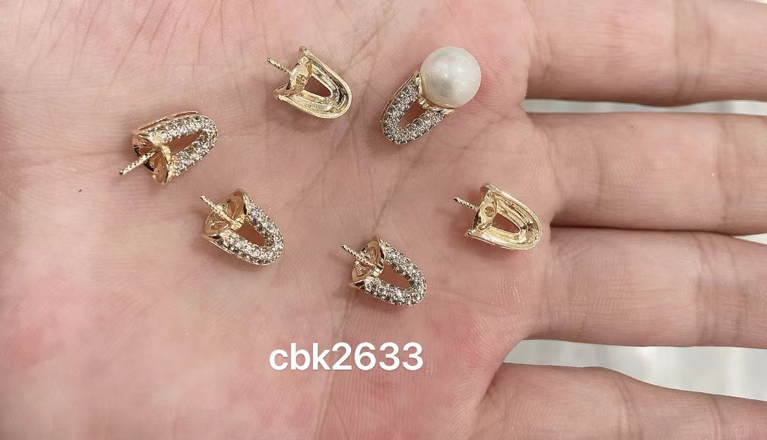 众兴饰品配件项链吊坠半成品铜配件粘珍珠百搭椭圆带锆吊坠01