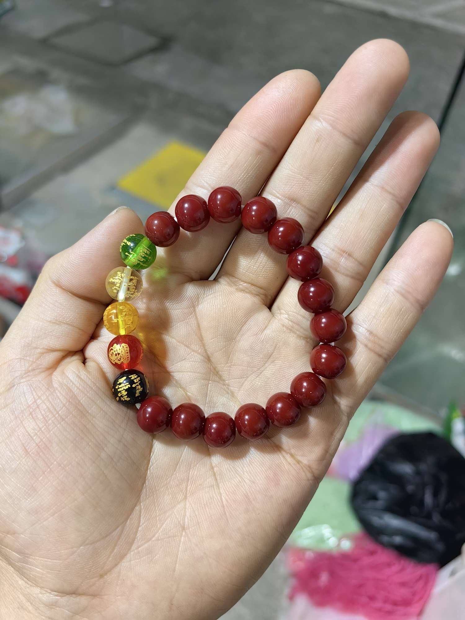 义乌饰品批发五路财神手串朱砂手串批发可零售流行饰品手串