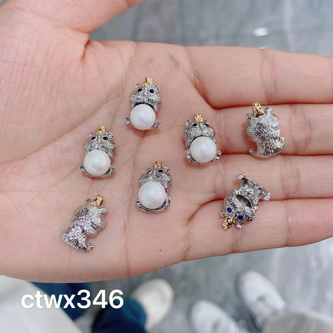 众兴饰品配件仓鼠蓝锆石吊坠项链可爱铜配件diy饰品01