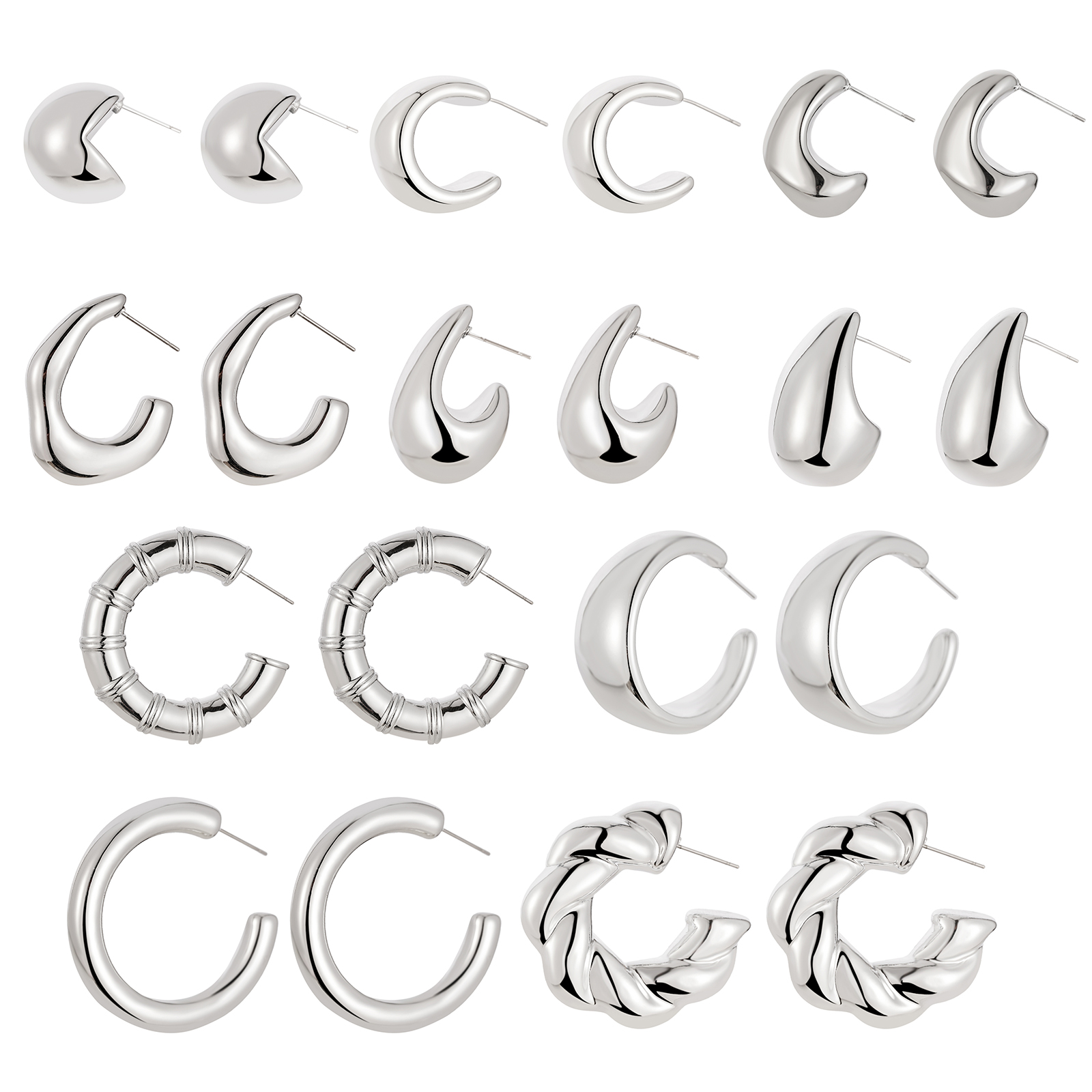 电镀银色亚克力耳环 高级感耳饰 简约时尚耳钉 精致女士饰品 优雅耳环 精选珍珠设计