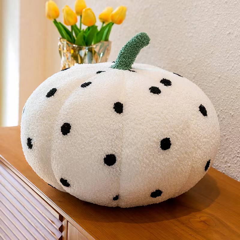 Nordic minimalist InS-style pumpkin plush pillow, lambskin pile bay window sofa pillow with cute pumpkin toys pic 1