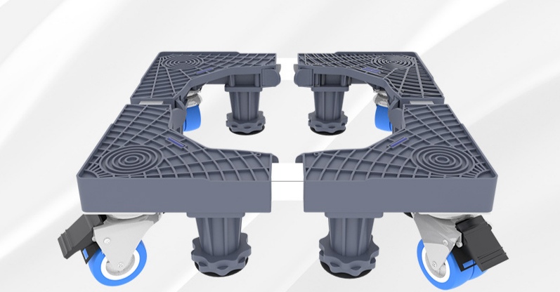 滚筒洗衣机底座架可移动万向轮置物架通用冰箱支架子托架防震脚垫白底实物图