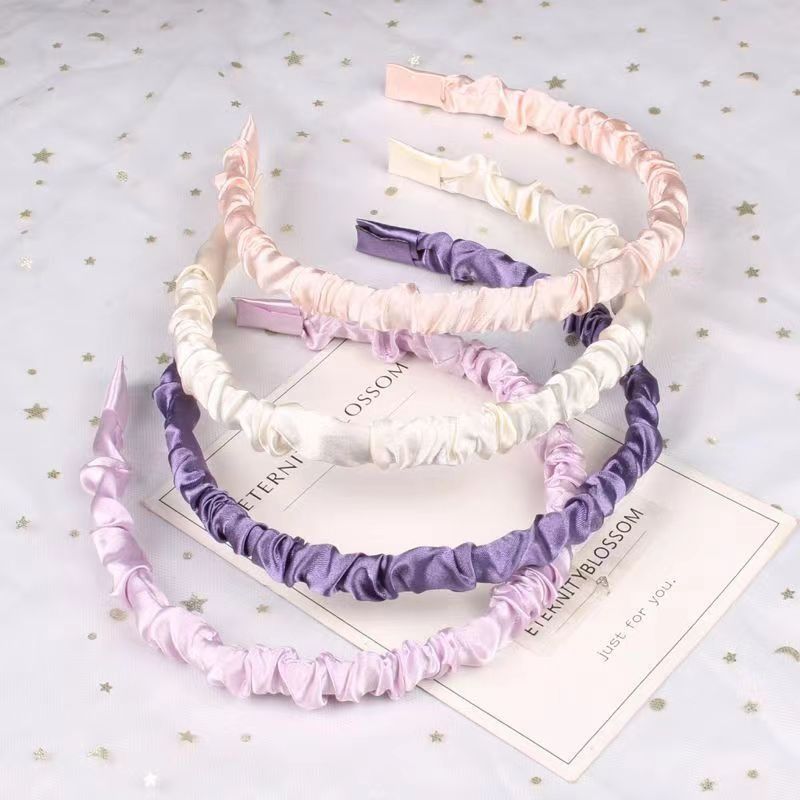 初恋葡萄紫百搭缎面褶皱发箍甜美气质发卡发饰头饰发箍详情图2