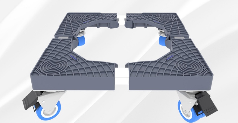 Drum washing machine base rack, movable universal wheel storage rack, universal refrigerator support rack, bracket, shockproof foot pad, washing machine rack Application Scenario