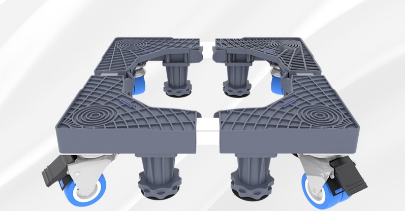 滚筒洗衣机底座架可移动万向轮置物架通用冰箱支架子托架防震脚垫移动架外贸批发厂家直销。白底实物图
