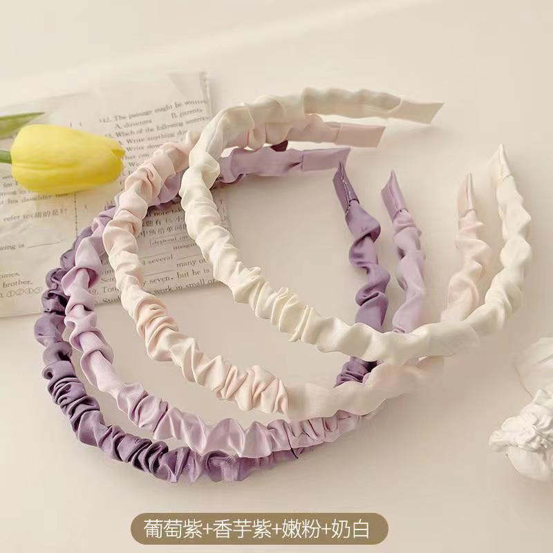初恋葡萄紫百搭缎面褶皱发箍甜美气质发卡发饰头饰发箍产品图