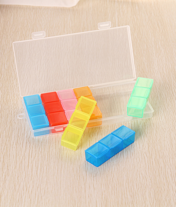 The seven-color portable sealed pill reminder storage box can be disassembled for 7 days a week with a transparent shell and 21 compartments pic 4