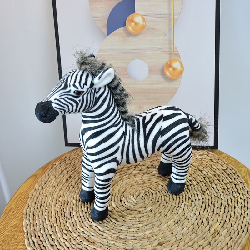 斑马仿真毛绒玩具孔雀公仔可爱玩偶生日礼物居家车载摆件秀绒玩具批发
