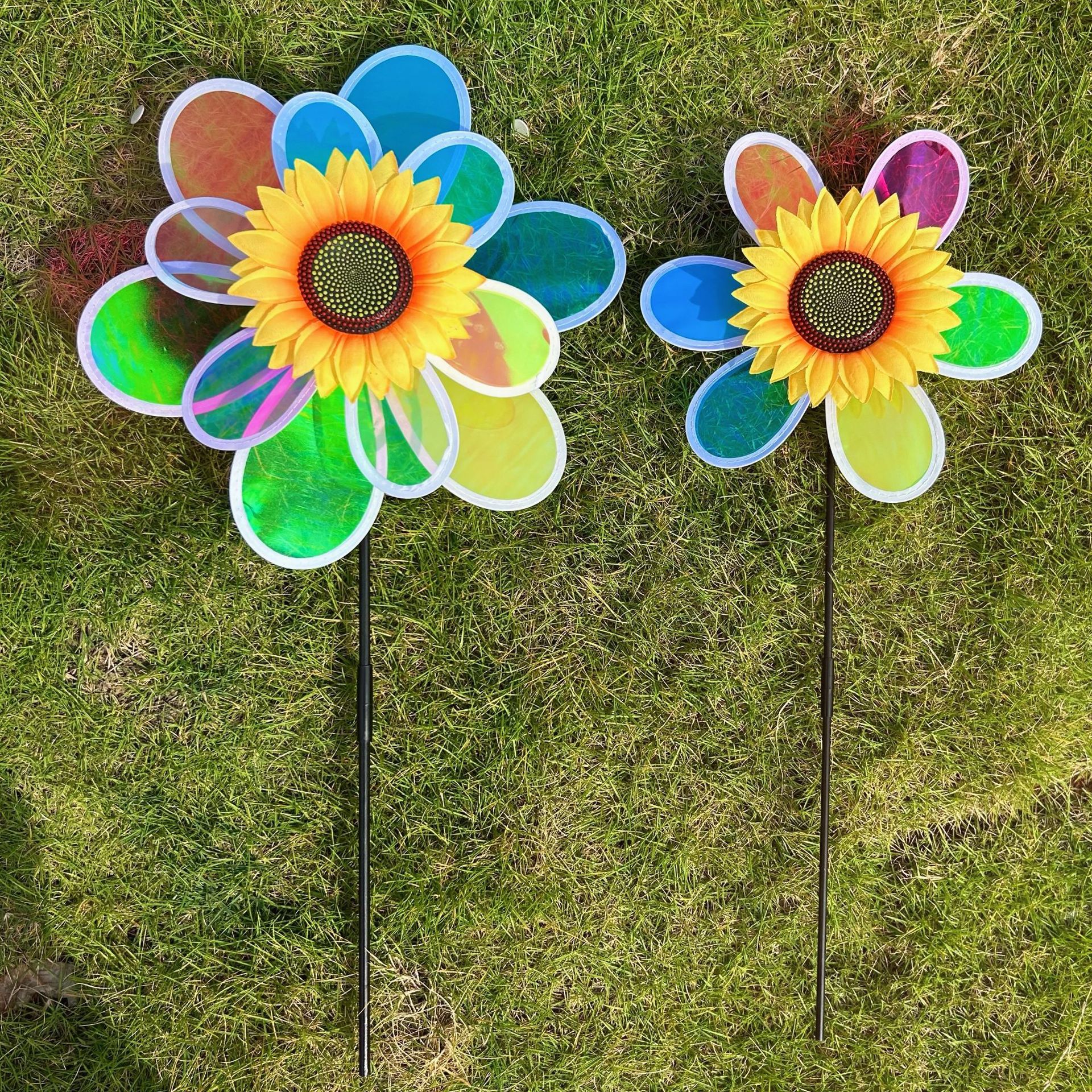 新款单层炫彩太阳花小风车六彩彩膜变色儿童玩具地摊神器热卖详情8