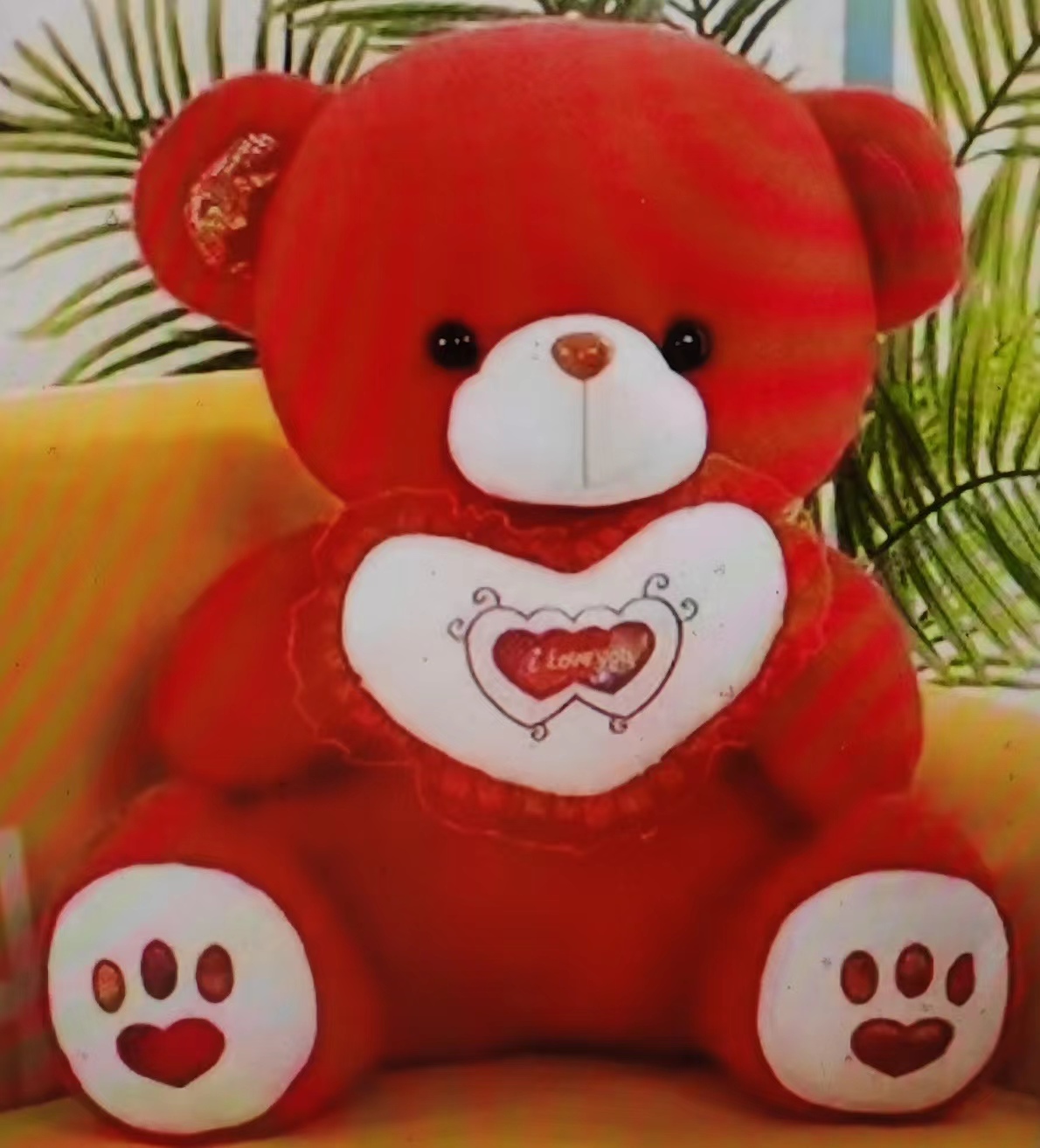 A glowing red teddy bear plush toy pillow, a gift for girls and children