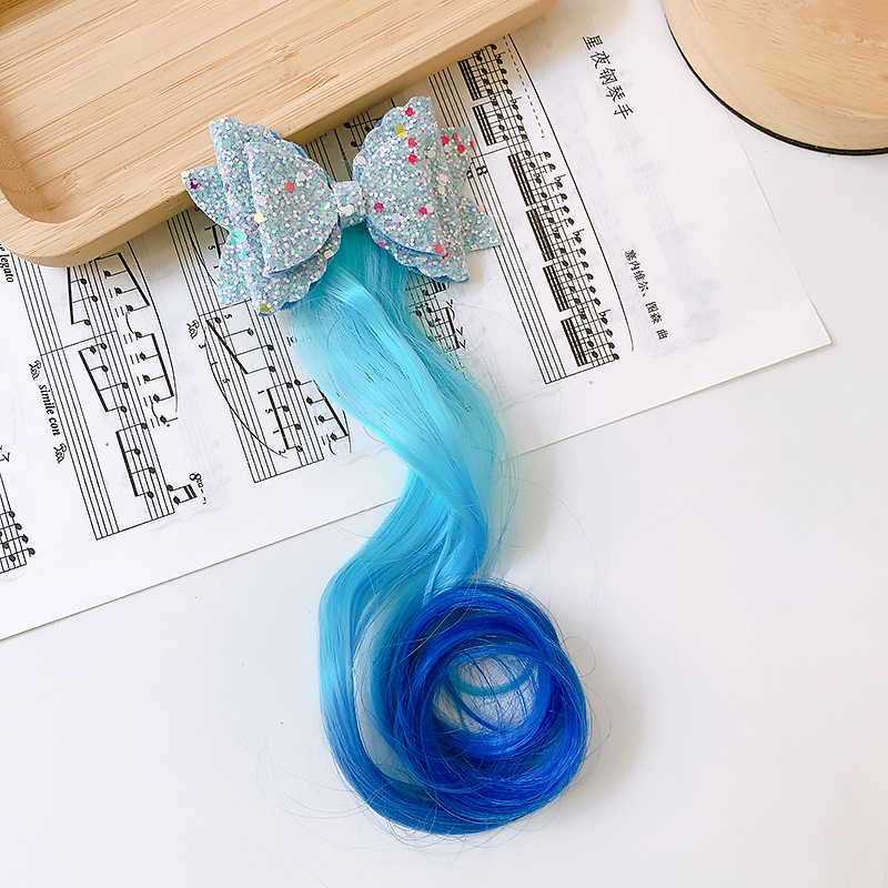 Amazon cross-border children's wig pieces, colorful wig pieces, colorful woven children's wig accessories, cute bows Application Scenario