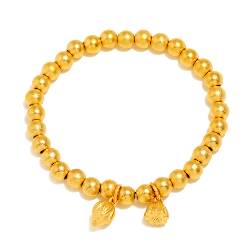 The ancient Japanese and Korean jewelry style is passed down through generations. The simple European coin gold-plated Vietnamese sand gold peony flower bracelet is a grand gift for women and best friends. It won't fade for a long time Item Picture