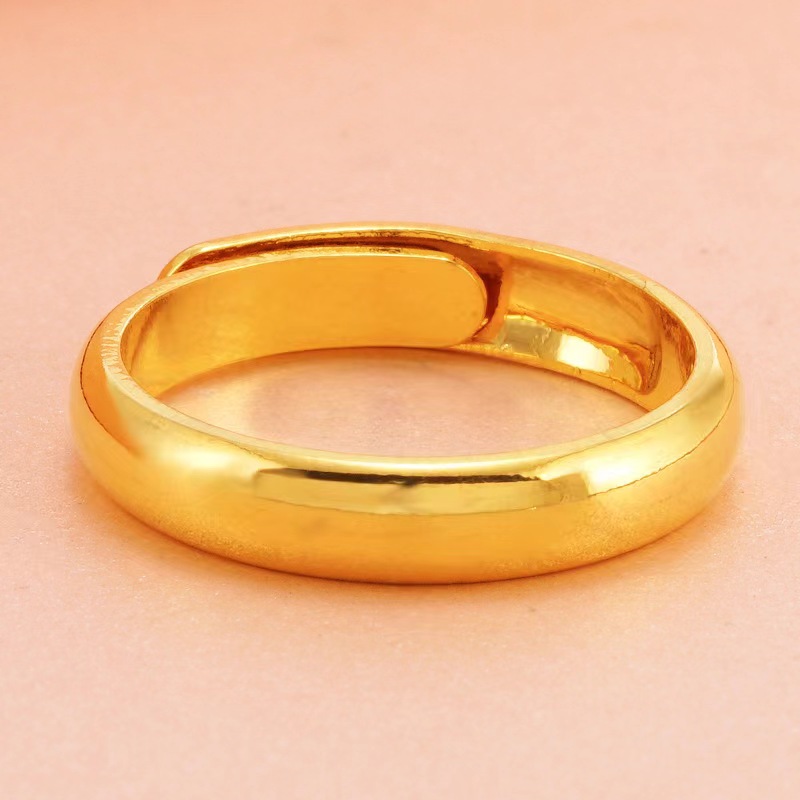 Novel brass vacuum electroplated anti-gold rings, couple rings for men and women, simulated gold rings, sand gold live mouth smooth surface rings, gold-plated jewelry Specification image
