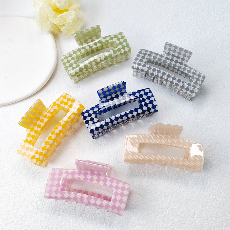 Jia Rui Accessories Simple Large Square Clip Fresh Denim Print Girl Hair Clip Horsetail Shark Clip Bath Hairpin Hairpin Hair Clip Clip Specification drawing