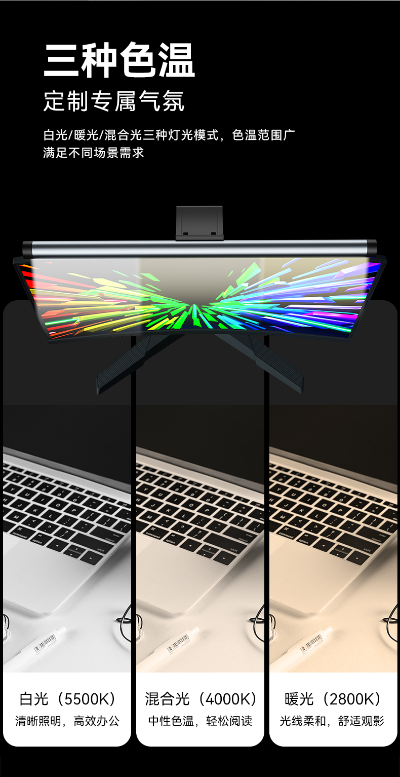 非对称光学设久坐提醒可做手机支架立式灯架使用的屏幕挂灯电脑屏幕灯护眼灯详情6