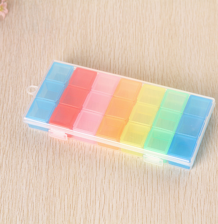 The seven-color portable sealed pill reminder storage box can be disassembled for 7 days a week with a transparent shell and 21 compartments pic 1