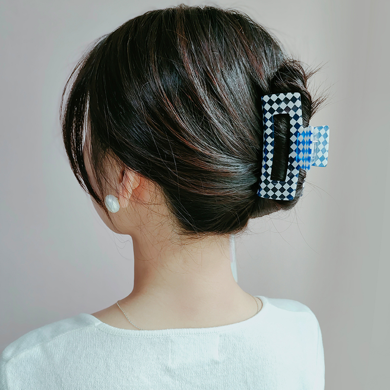 Jia Rui Accessories Simple Large Square Clip Fresh Denim Print Girl Hair Clip Horsetail Shark Clip Bath Hairpin Hairpin Hair Clip Clip