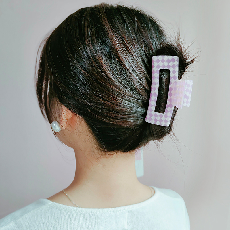 Jia Rui Accessories Simple Large Square Clip Fresh Denim Print Girl Hair Clip Horsetail Shark Clip Bath Hairpin Hairpin Hair Clip Clip Application Scenario