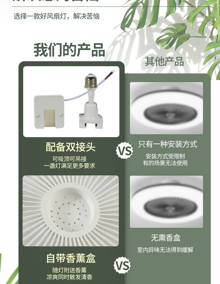 led吸顶风扇灯卧室客厅电扇灯现代简约超薄灯吸顶灯详情3