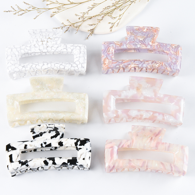 Of Merit Goods Miniso Acetate Series Of Small Square Jaw Clip Rectangle Temperament Stereoscopic Clip Hair Clip Hairpin Shark Shark Clip Specification drawing