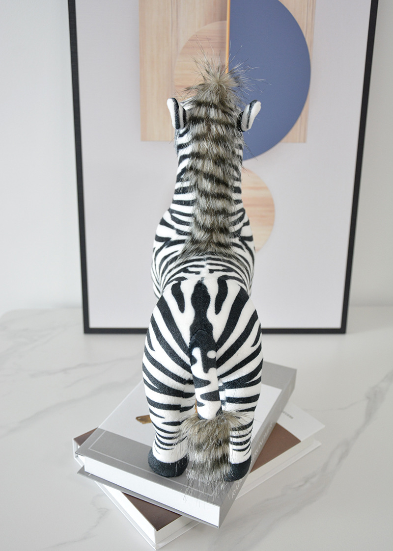 斑马仿真毛绒玩具孔雀公仔可爱玩偶生日礼物居家车载摆件秀绒玩具批发详情9