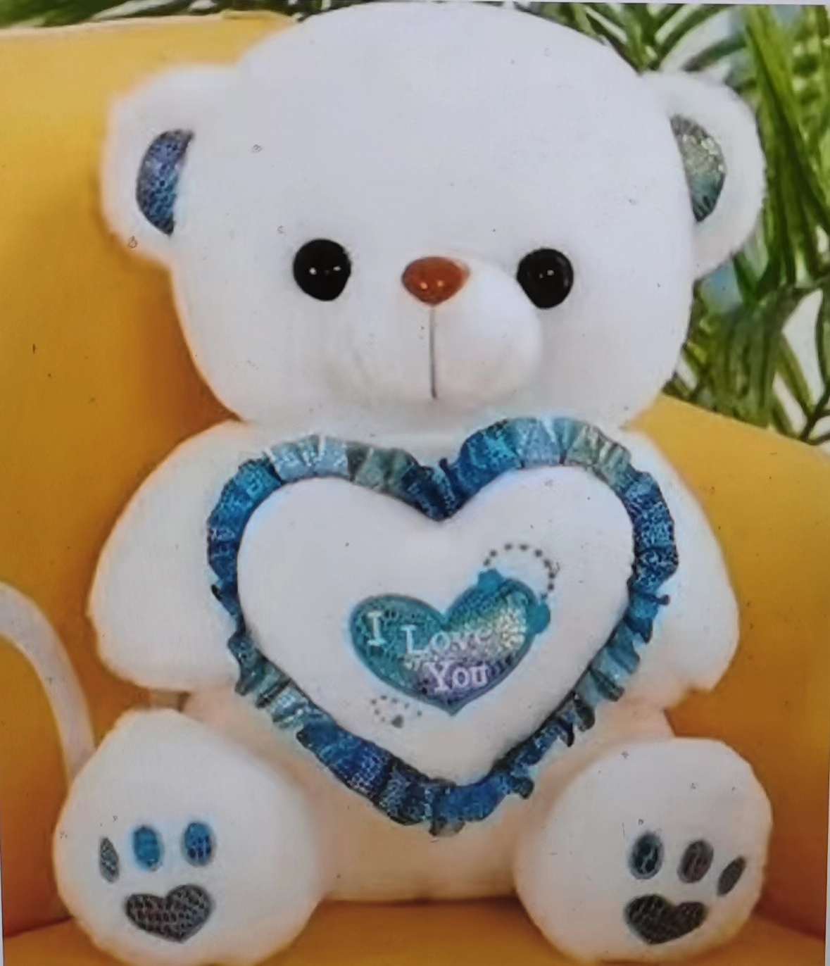 抱心发光白色泰迪熊公仔毛绒玩具抱枕女生儿童礼物teddy bear