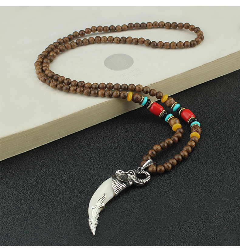 复古民族风仿狼牙吊坠项链木质木珠长款毛衣链男女百搭情侣配饰品复古民族风仿狼牙吊坠项链木质木珠长款毛衣链男女百搭情侣配饰品详情3
