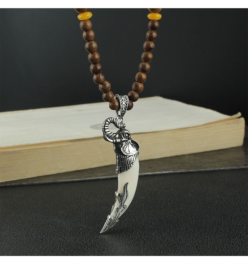 复古民族风仿狼牙吊坠项链木质木珠长款毛衣链男女百搭情侣配饰品复古民族风仿狼牙吊坠项链木质木珠长款毛衣链男女百搭情侣配饰品详情4