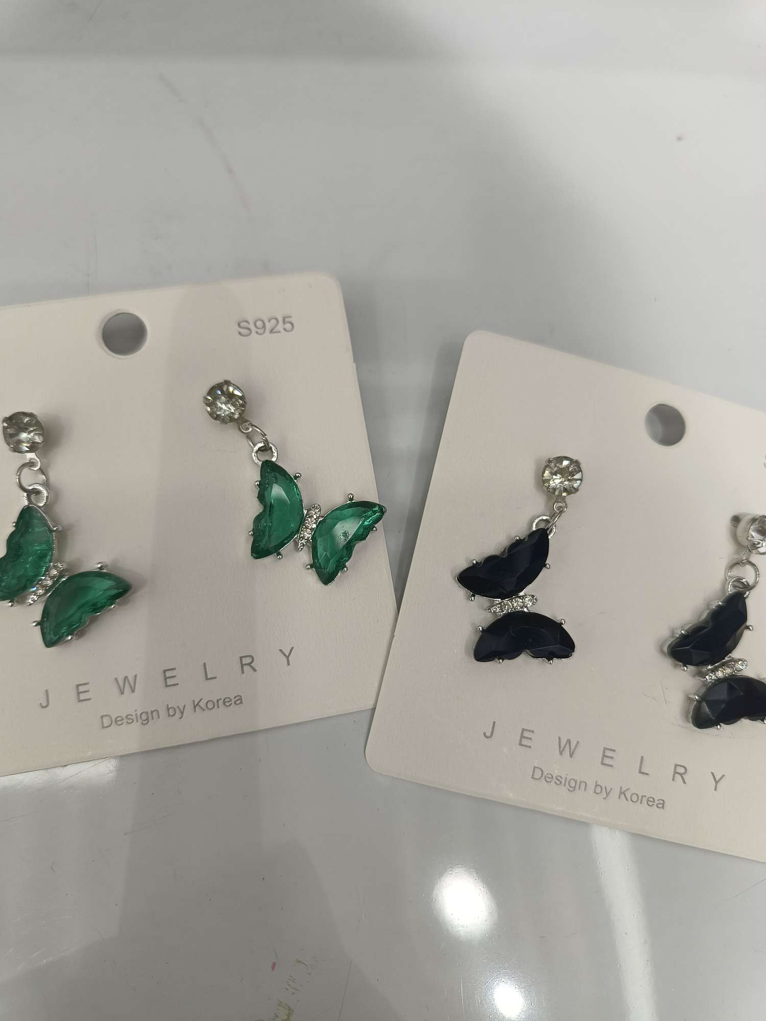 合金玻璃砖爱心耳环韩货白色耳钩流行饰品批发细节图