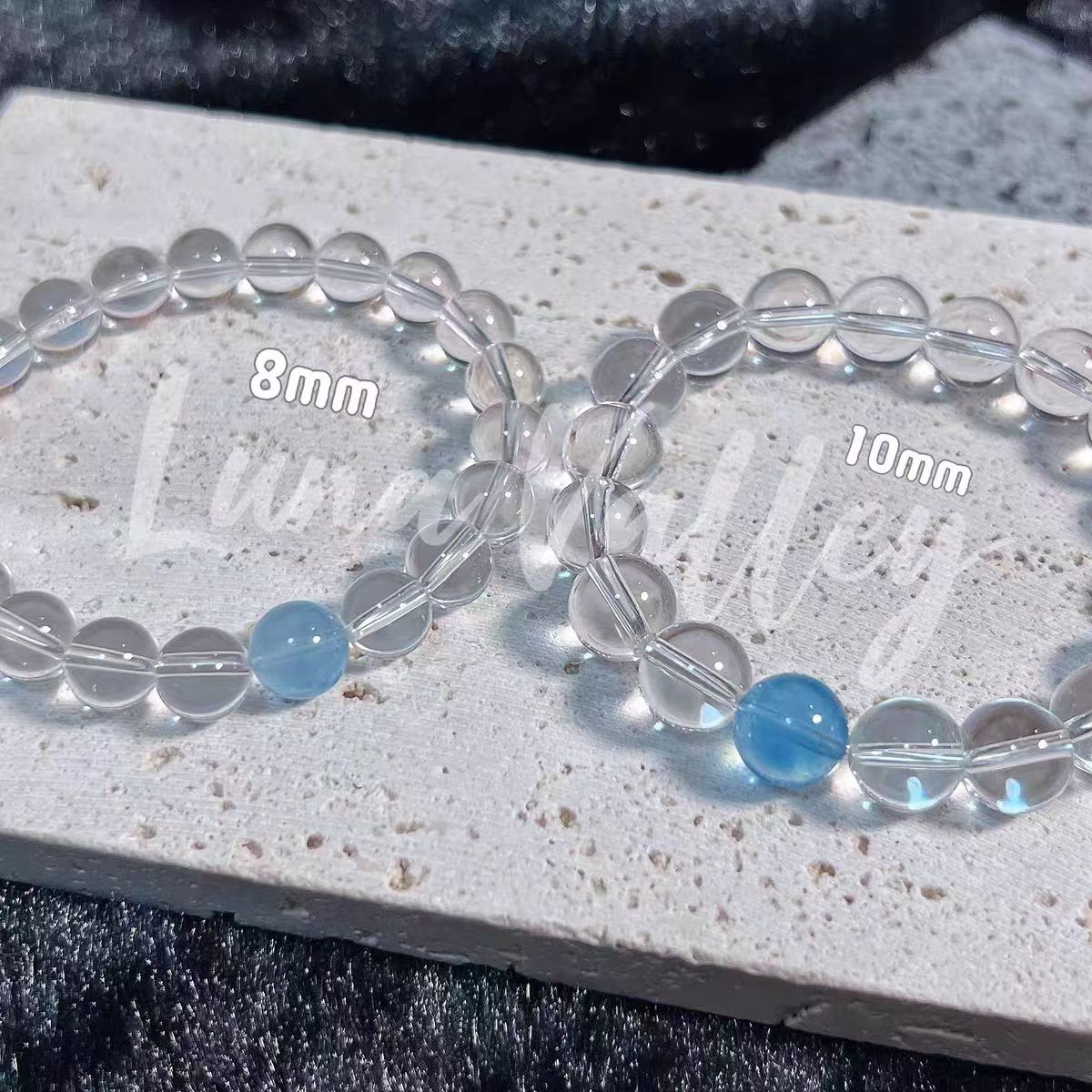 12mm白水晶搭配海蓝宝手串，正品天然手链珠链详情图3