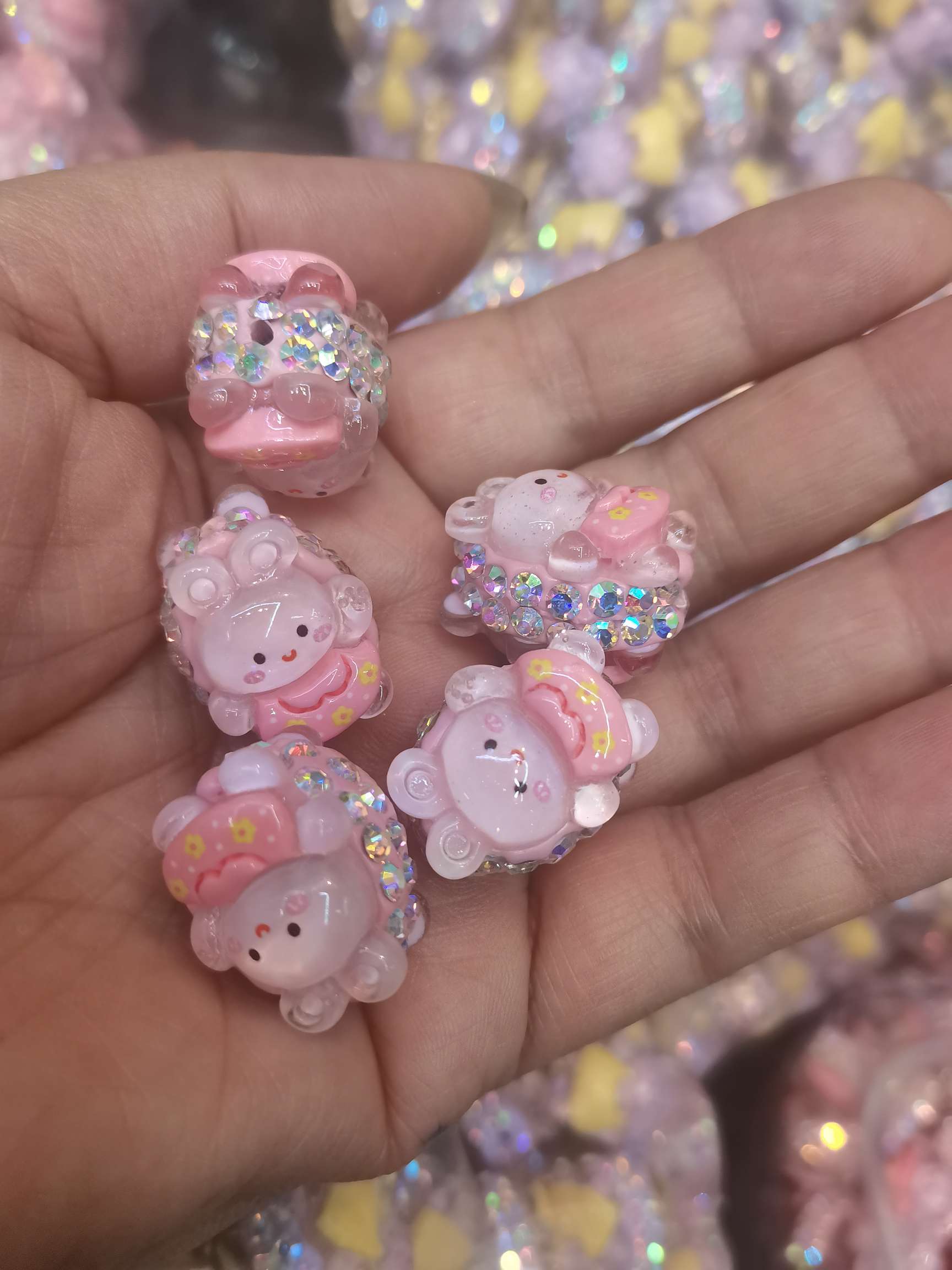 Cartoon resin rabbit soft clay rhinestone jewelry accessories