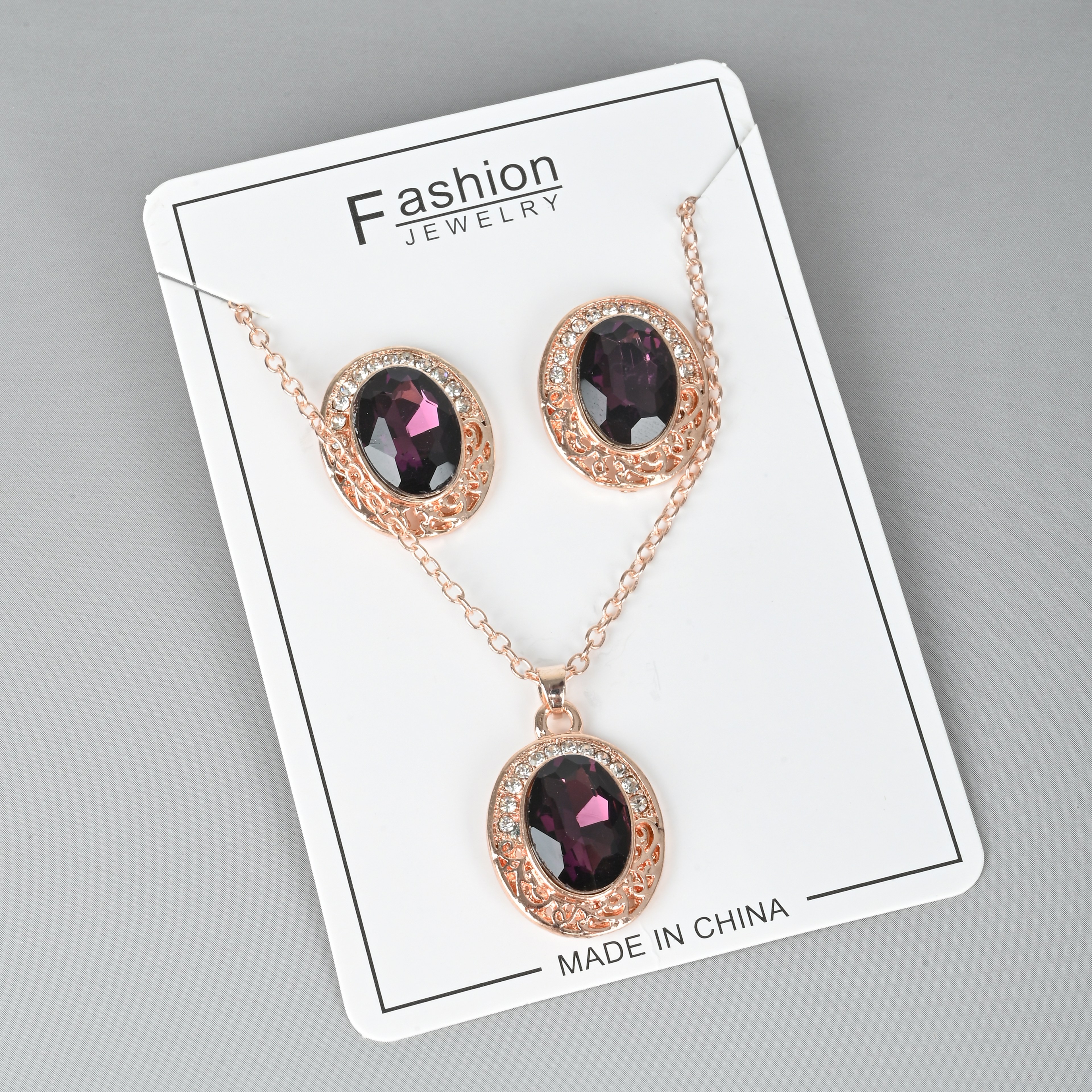Cross-Border New Necklace Set Austrian Water Drop Zircon Crystal Jewelry Set Water Drop Necklace Earrings Set Specification drawing