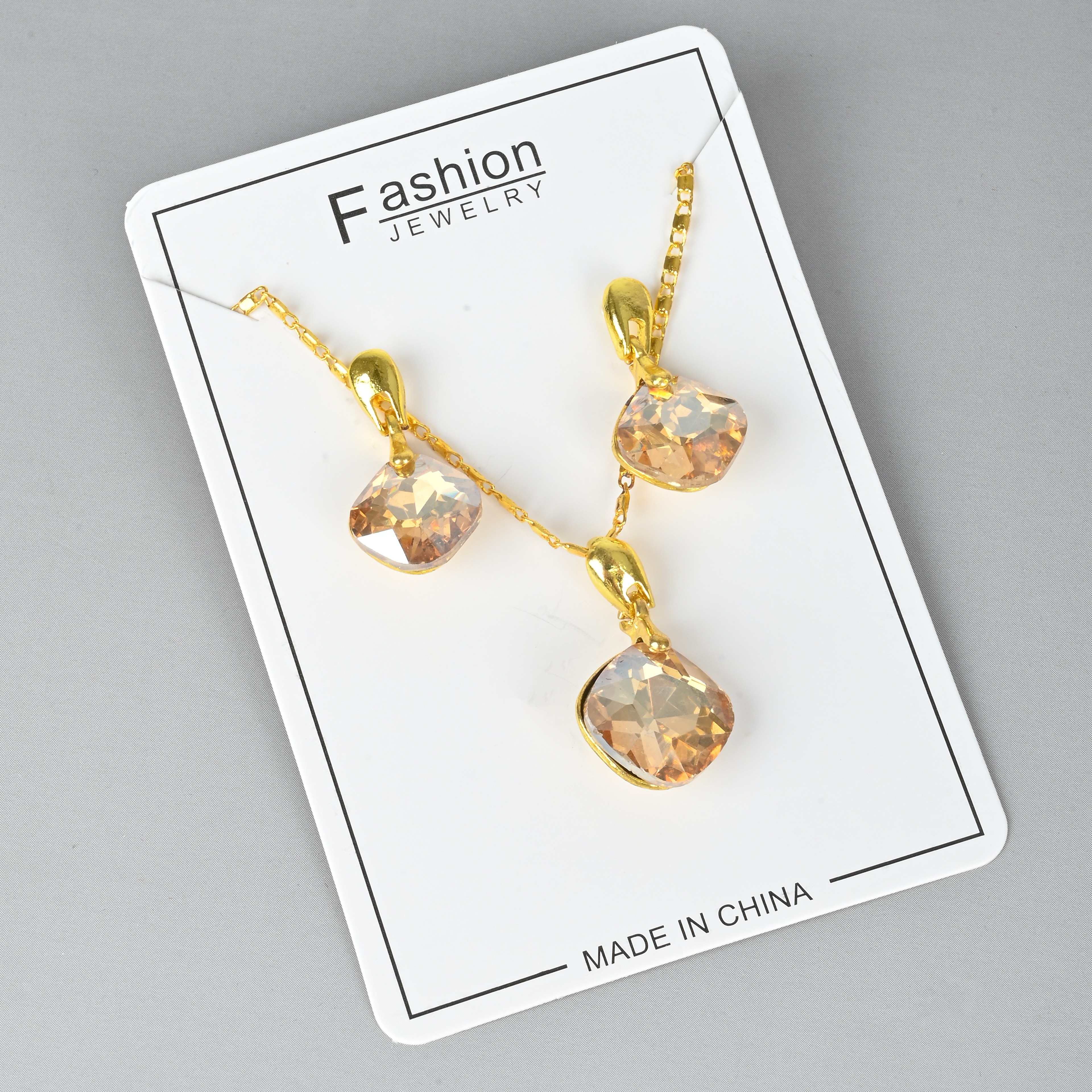 Europe And The United States Cross-Border New Necklace Set Austria Water Drop Zircon Crystal Jewelry Set Necklace Earrings Set