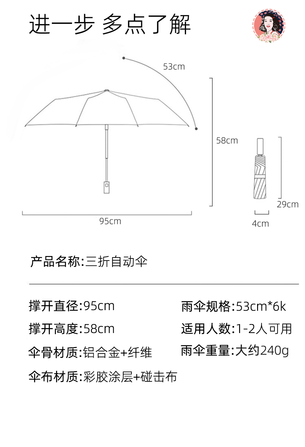 星宝伞3228超轻三折6骨晴雨伞女士绘春纪小花雨伞便携耐用晴雨伞伞轻奢高档礼品伞批发详情15