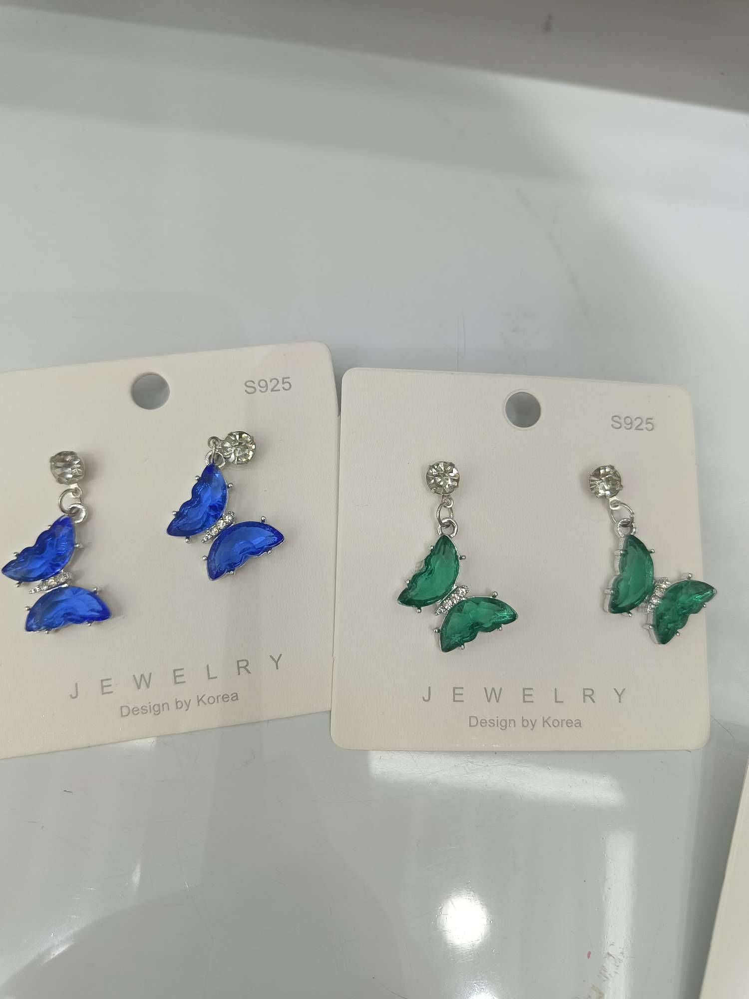 合金玻璃砖爱心耳环韩货白色耳钩流行饰品批发产品图