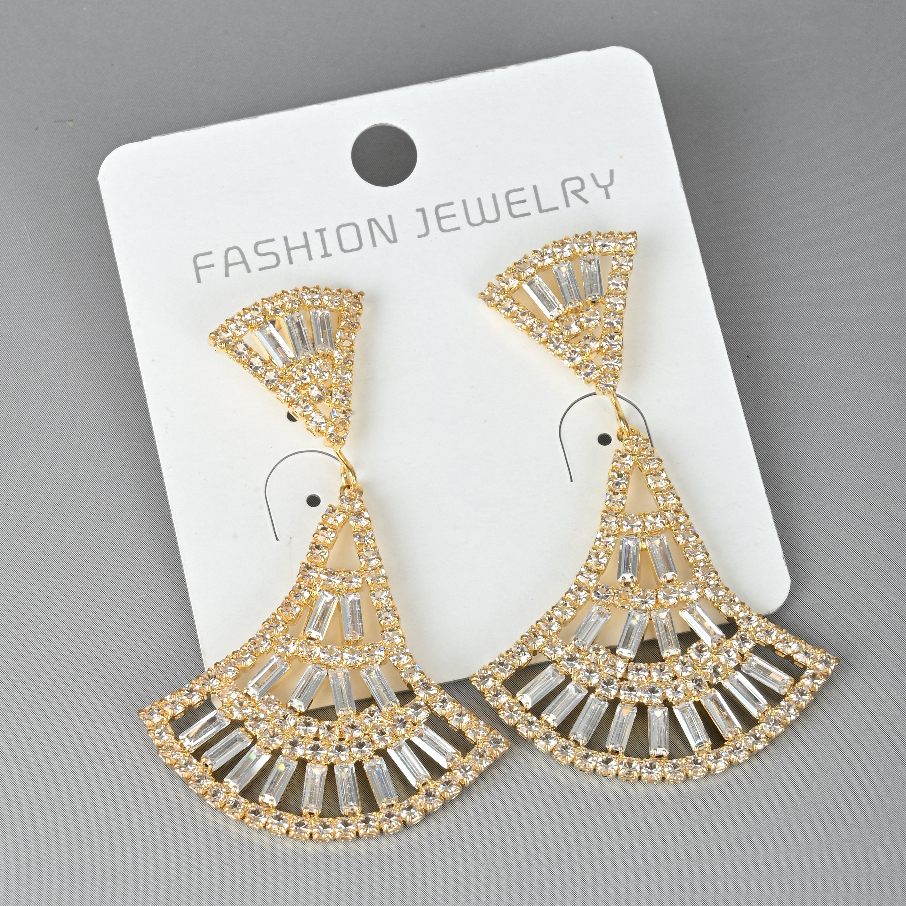Trapezoidal Earrings Crystal Inlaid Earrings Light Luxury Small Fan Advanced Sense Exquisite Fashion All New Earrings