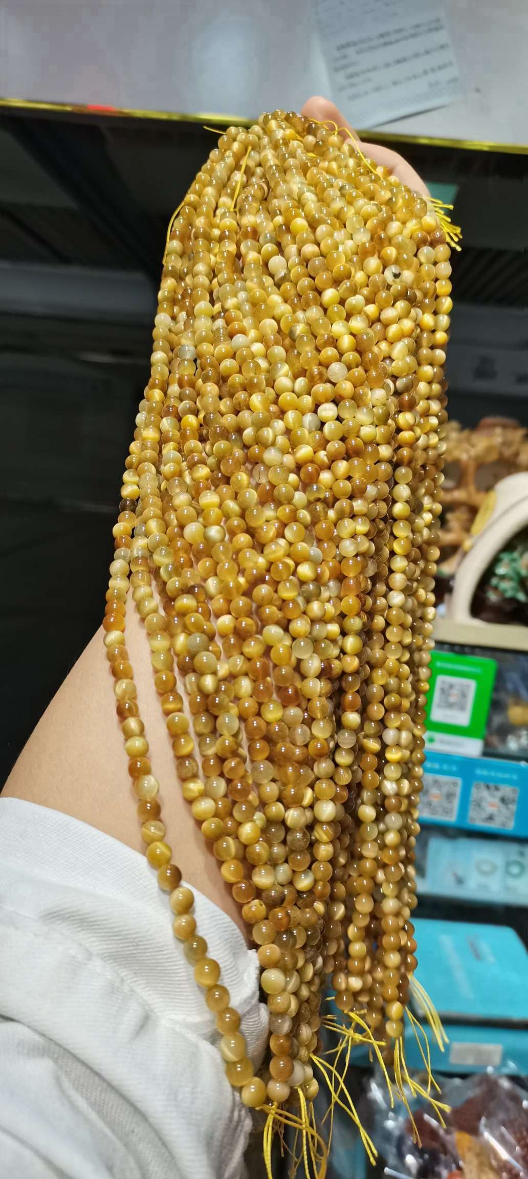 10mm金虎眼，天然石，DIY半成品，手链项链俩用款项链项链珍珠项链产品图