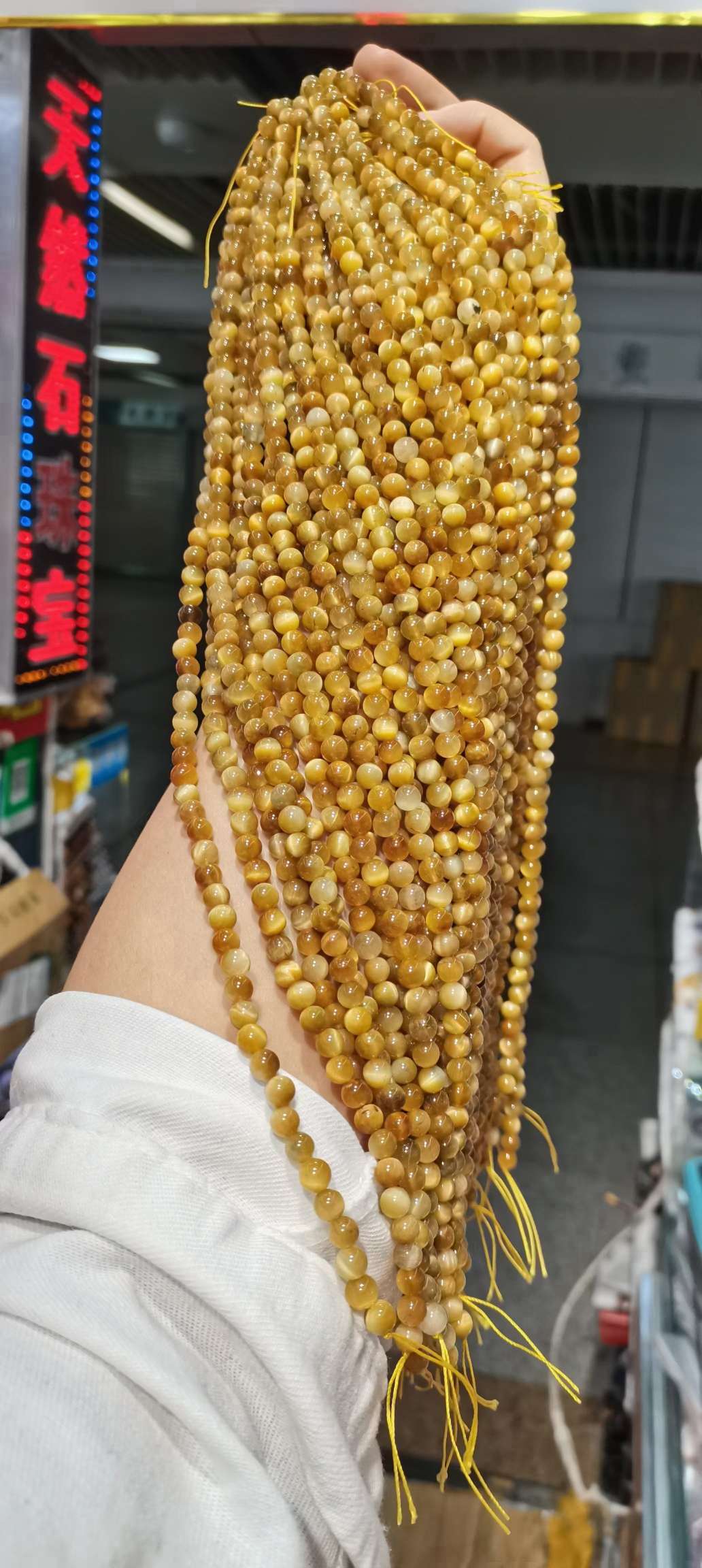 10mm金虎眼，天然石，DIY半成品，手链项链俩用款项链项链珍珠项链细节图